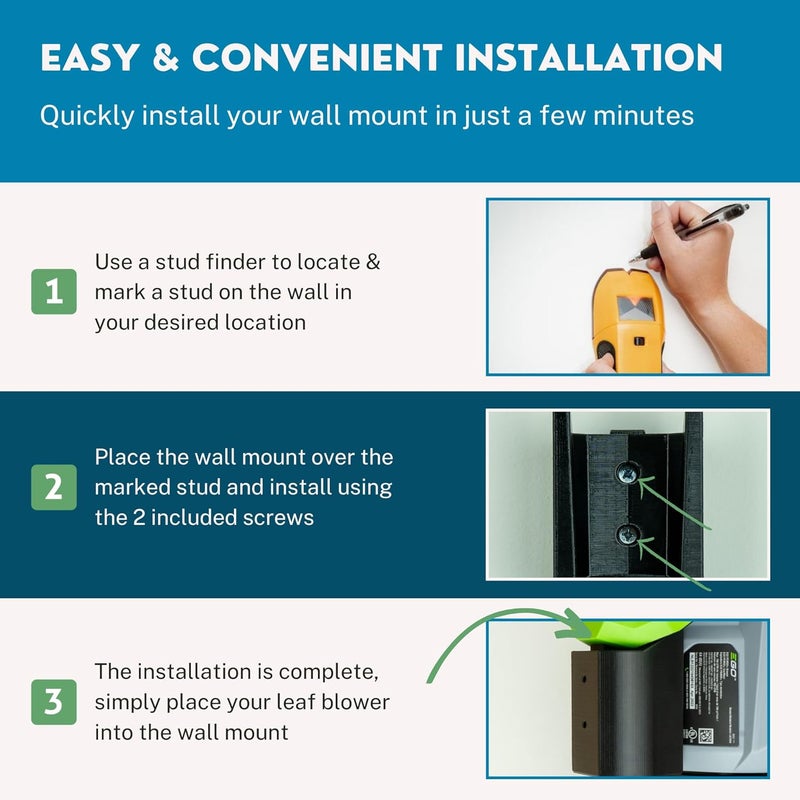 matterform Wall Mount Hanger for EGO 765 CFM Power+ LB7654 & LB7650 Leaf Blower | Hook & Holder for Garage & Shed Organization - Image 5